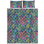 Colorful Paisley Pattern Print Quilt Bed Set