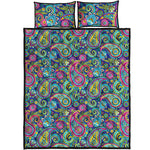 Colorful Paisley Pattern Print Quilt Bed Set