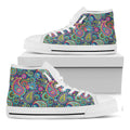 Colorful Paisley Pattern Print White High Top Sneakers