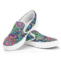 Colorful Paisley Pattern Print White Slip On Sneakers