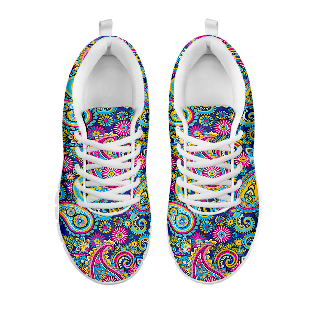 Colorful Paisley Pattern Print White Sneakers