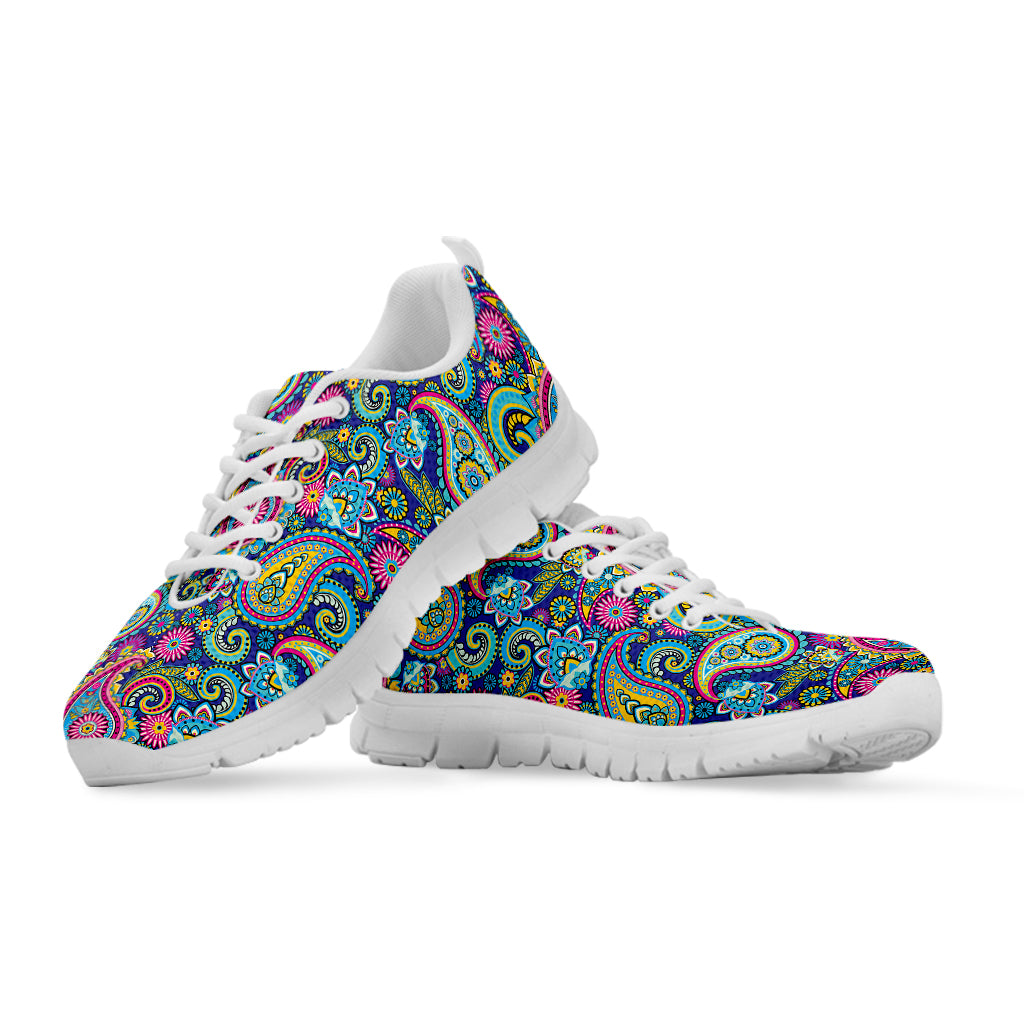 Colorful Paisley Pattern Print White Sneakers