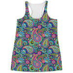Colorful Paisley Pattern Print Women's Racerback Tank Top