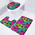 Colorful Palm Tree Pattern Print 3 Piece Bath Mat Set