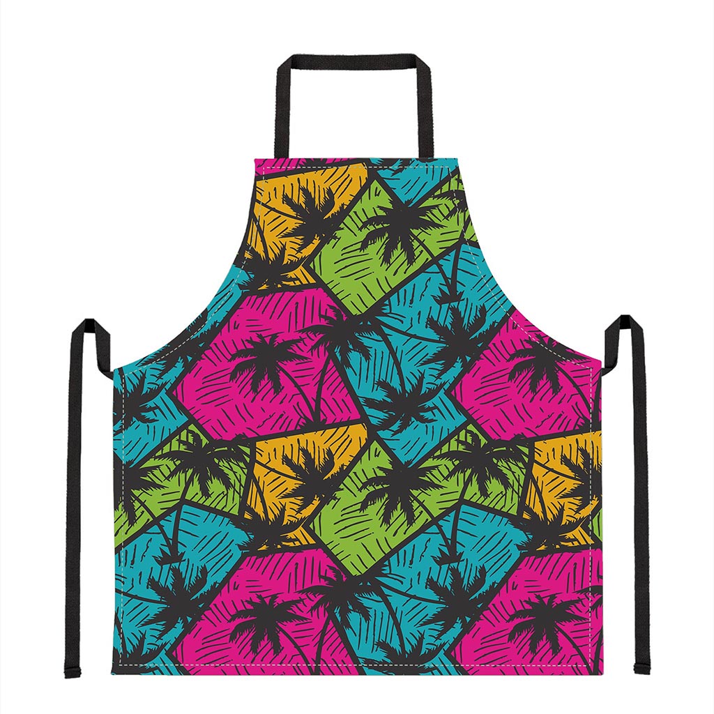 Colorful Palm Tree Pattern Print Apron
