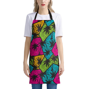 Colorful Palm Tree Pattern Print Apron