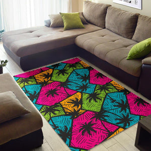 Colorful Palm Tree Pattern Print Area Rug GearFrost