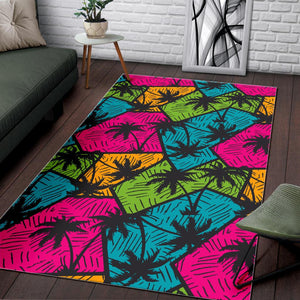 Colorful Palm Tree Pattern Print Area Rug GearFrost