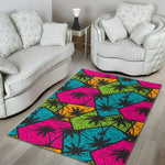 Colorful Palm Tree Pattern Print Area Rug GearFrost