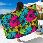 Colorful Palm Tree Pattern Print Beach Sarong Wrap