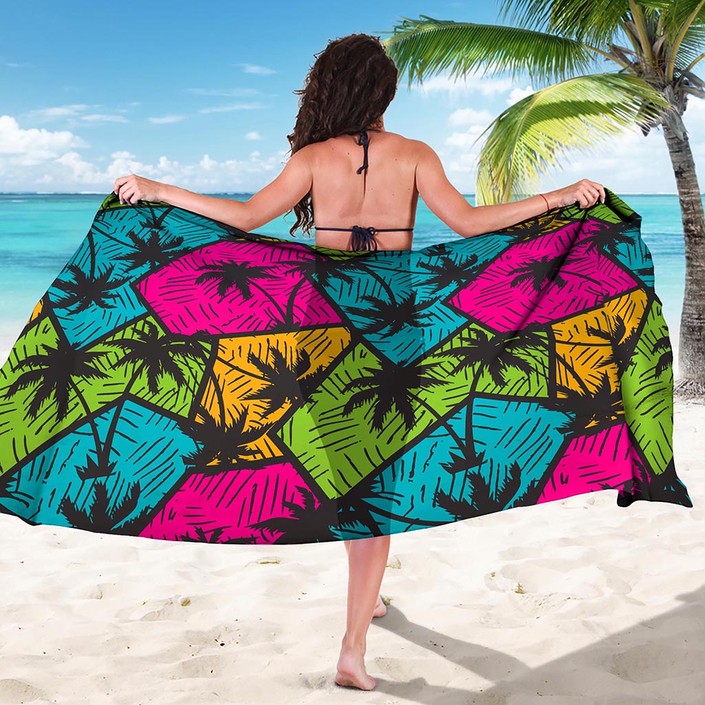 Colorful Palm Tree Pattern Print Beach Sarong Wrap