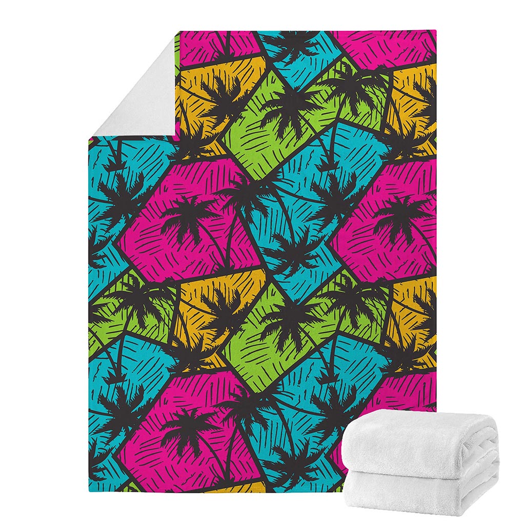 Colorful Palm Tree Pattern Print Blanket