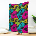 Colorful Palm Tree Pattern Print Blanket