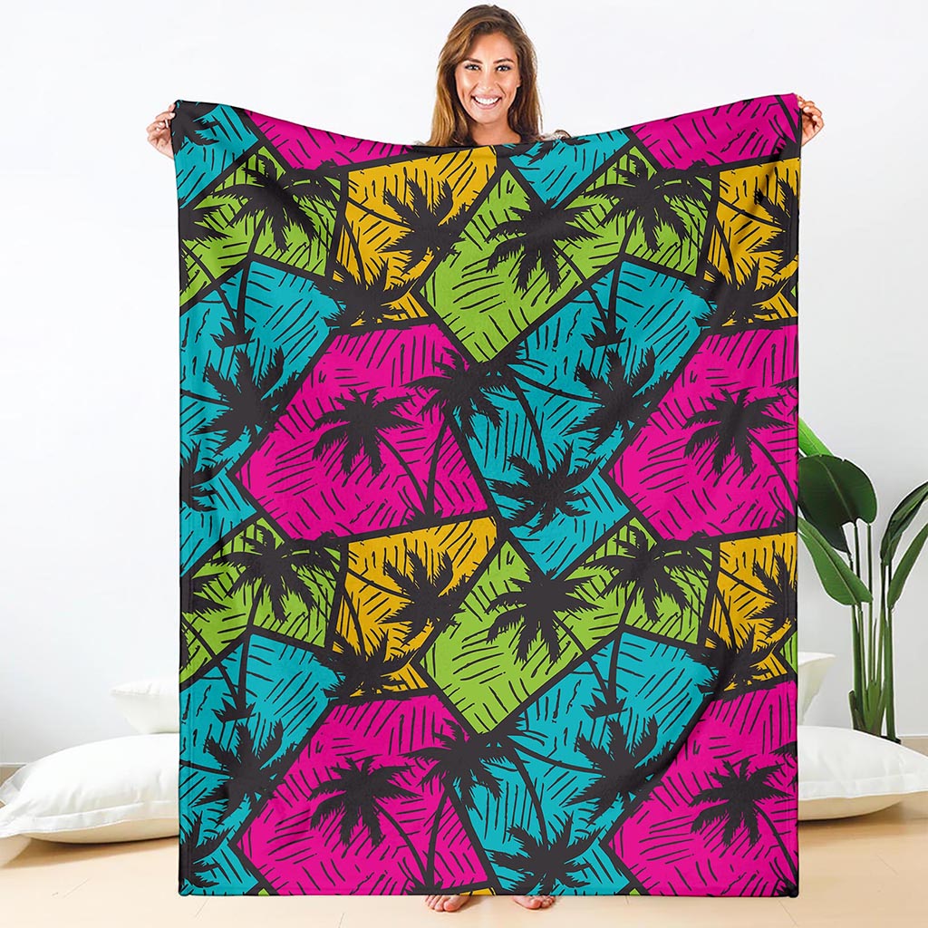 Colorful Palm Tree Pattern Print Blanket