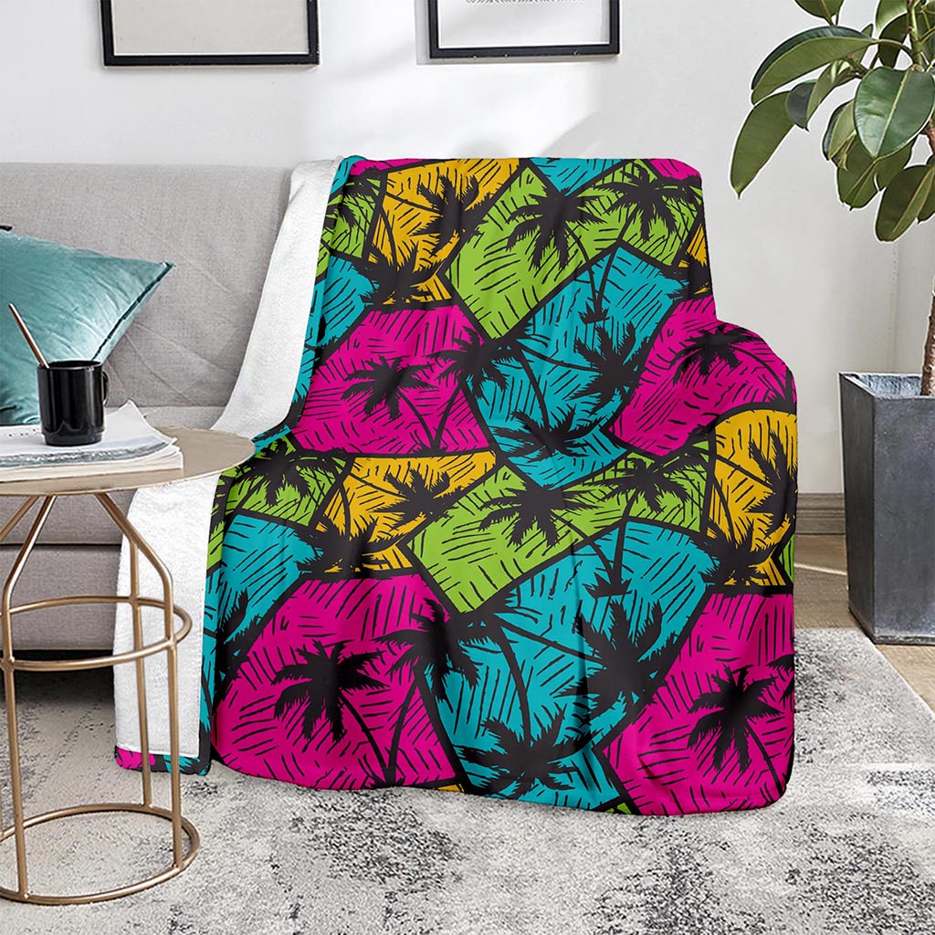 Colorful Palm Tree Pattern Print Blanket