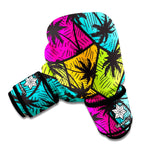 Colorful Palm Tree Pattern Print Boxing Gloves