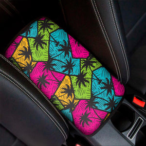 Colorful Palm Tree Pattern Print Car Center Console Cover