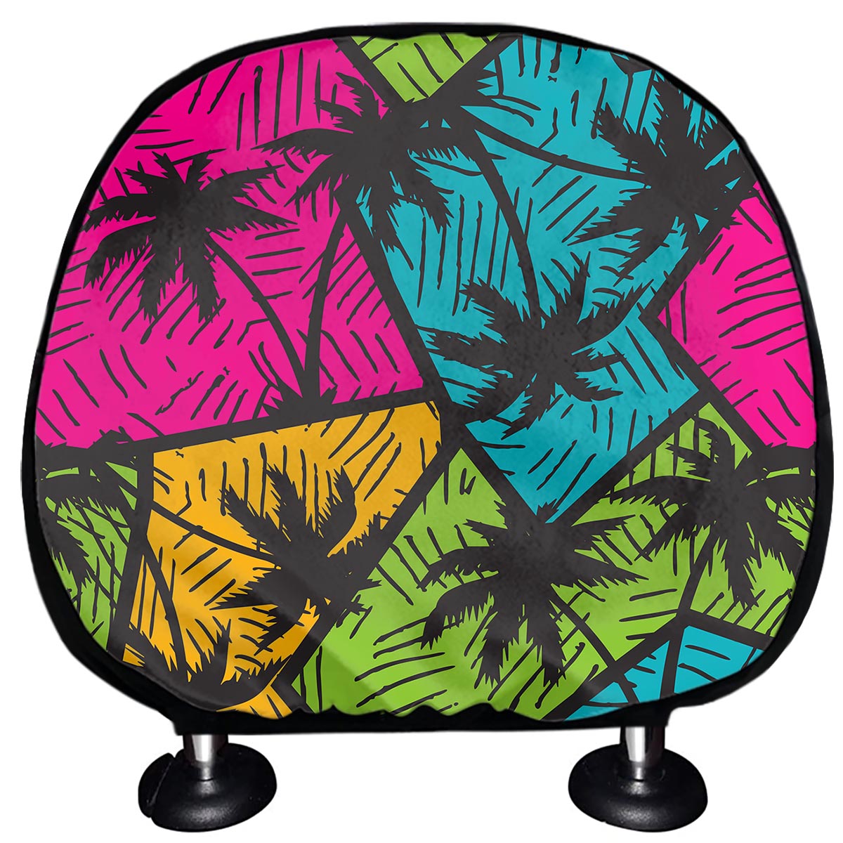 Colorful Palm Tree Pattern Print Car Headrest Covers