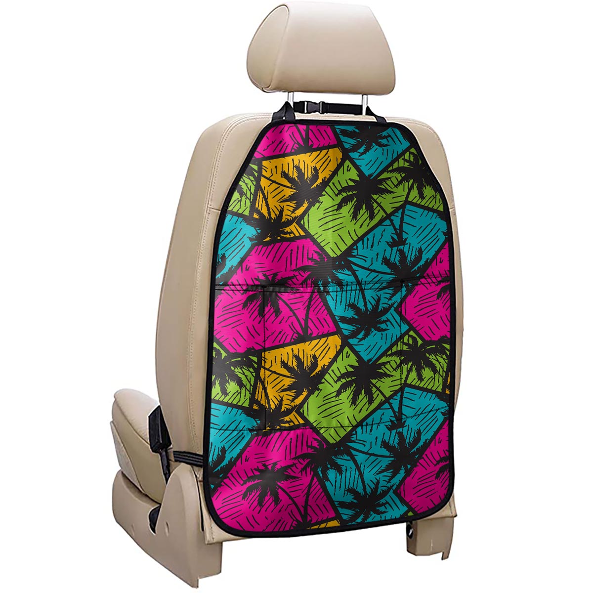 Colorful Palm Tree Pattern Print Car Seat Organizers