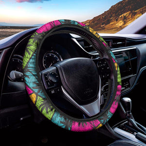 Colorful Palm Tree Pattern Print Car Steering Wheel Cover