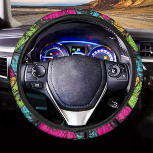 Colorful Palm Tree Pattern Print Car Steering Wheel Cover