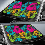 Colorful Palm Tree Pattern Print Car Sun Shade GearFrost