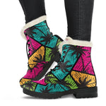 Colorful Palm Tree Pattern Print Comfy Boots GearFrost