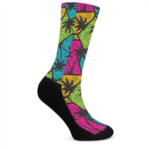 Colorful Palm Tree Pattern Print Crew Socks