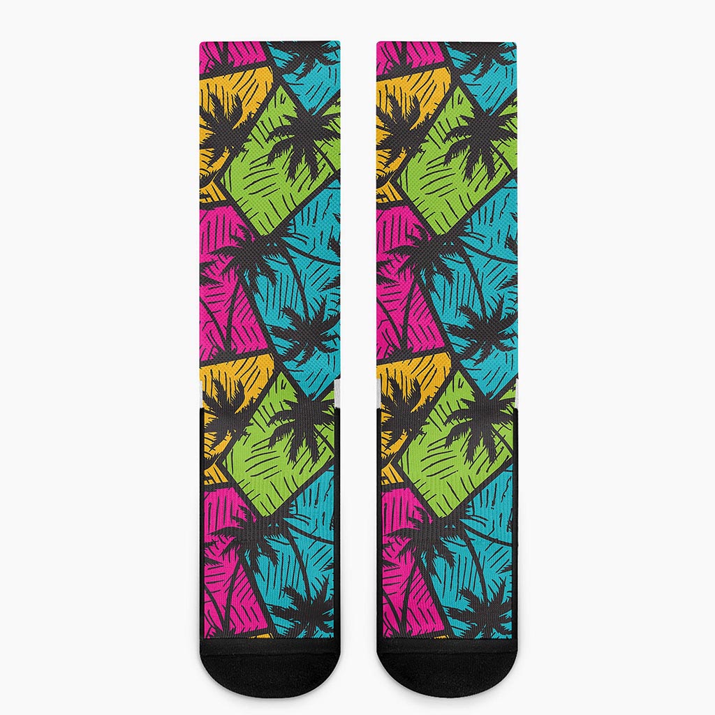 Colorful Palm Tree Pattern Print Crew Socks
