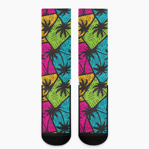 Colorful Palm Tree Pattern Print Crew Socks