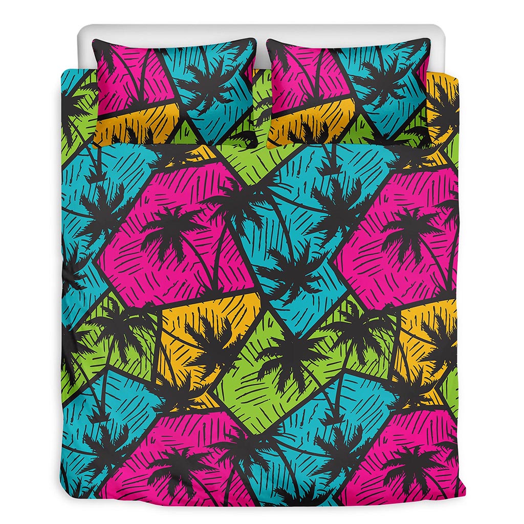 Colorful Palm Tree Pattern Print Duvet Cover Bedding Set