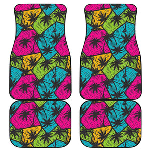 Colorful Palm Tree Pattern Print Front and Back Car Floor Mats