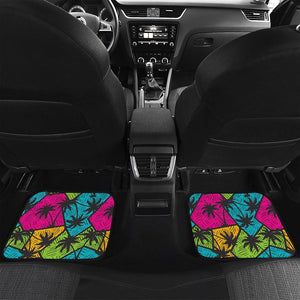 Colorful Palm Tree Pattern Print Front and Back Car Floor Mats