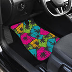 Colorful Palm Tree Pattern Print Front and Back Car Floor Mats