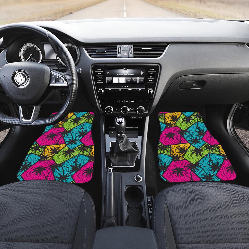 Colorful Palm Tree Pattern Print Front Car Floor Mats