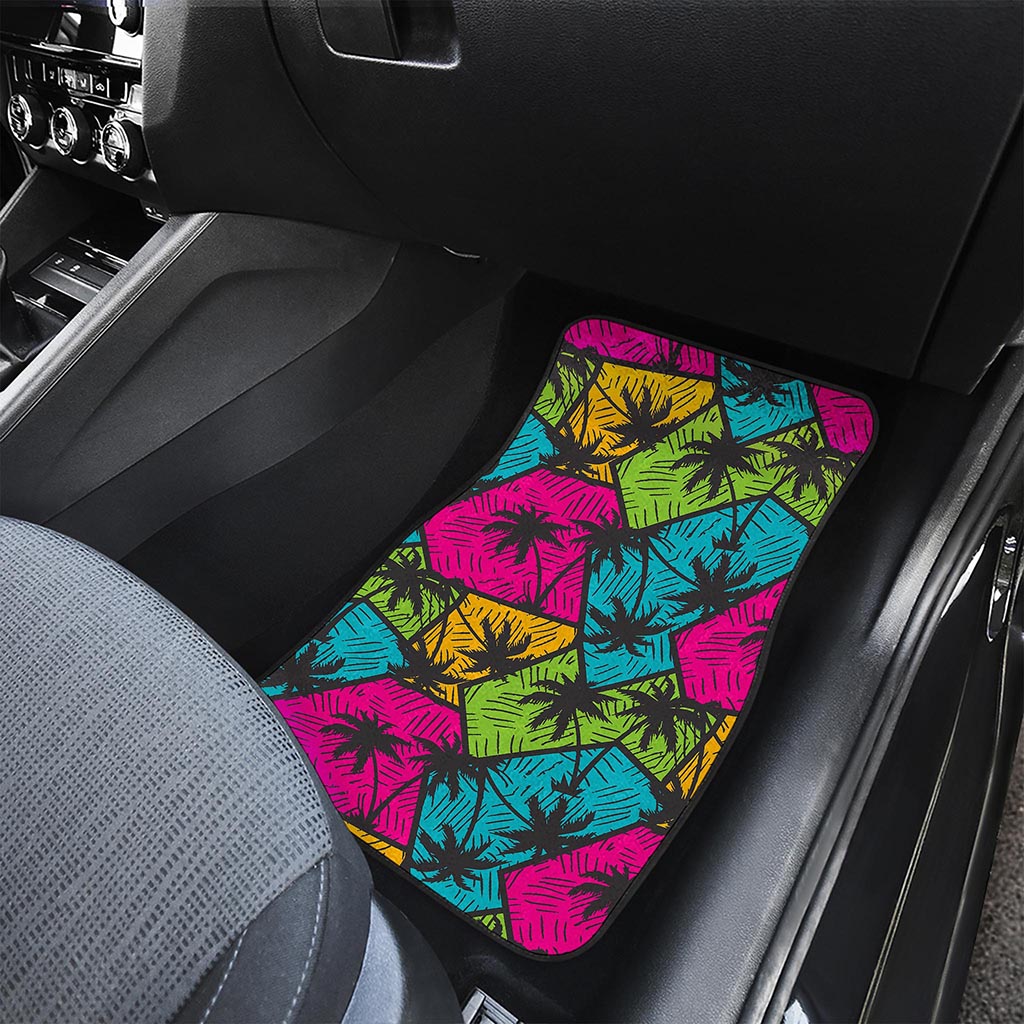 Colorful Palm Tree Pattern Print Front Car Floor Mats