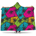 Colorful Palm Tree Pattern Print Hooded Blanket