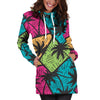 Colorful Palm Tree Pattern Print Hoodie Dress GearFrost