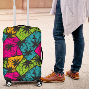 Colorful Palm Tree Pattern Print Luggage Cover GearFrost
