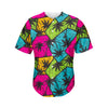 Colorful Palm Tree Pattern Print Men's Baseball Jersey