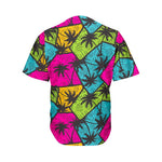 Colorful Palm Tree Pattern Print Men's Baseball Jersey