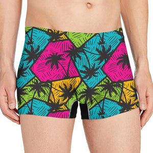 Colorful Palm Tree Pattern Print Men's Boxer Briefs