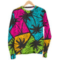 Colorful Palm Tree Pattern Print Men's Crewneck Sweatshirt