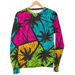 Colorful Palm Tree Pattern Print Men's Crewneck Sweatshirt GearFrost