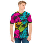 Colorful Palm Tree Pattern Print Men's T-Shirt