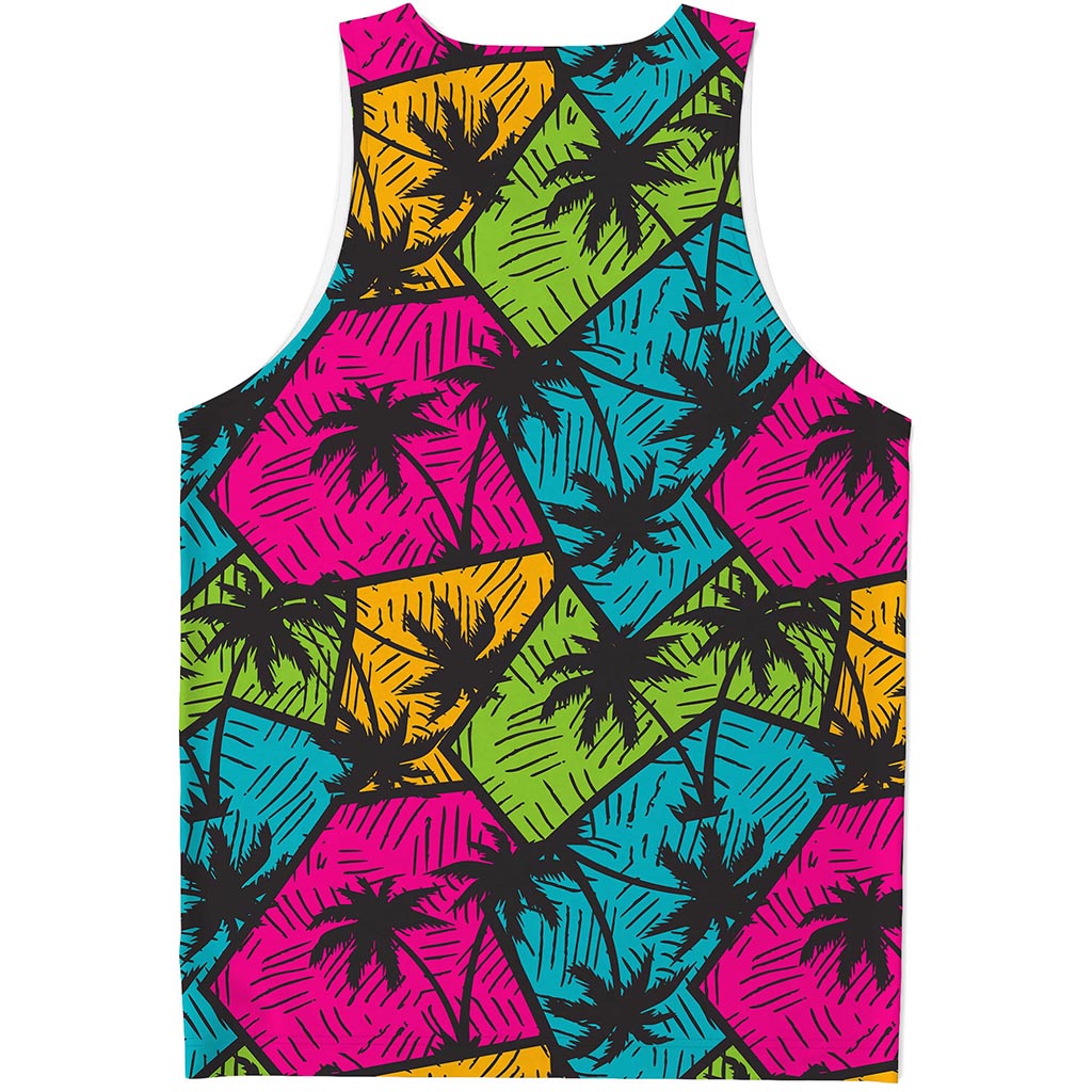 Colorful Palm Tree Pattern Print Men's Tank Top