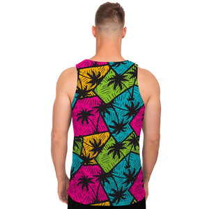 Colorful Palm Tree Pattern Print Men's Tank Top