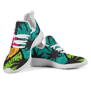 Colorful Palm Tree Pattern Print Mesh Knit Shoes GearFrost