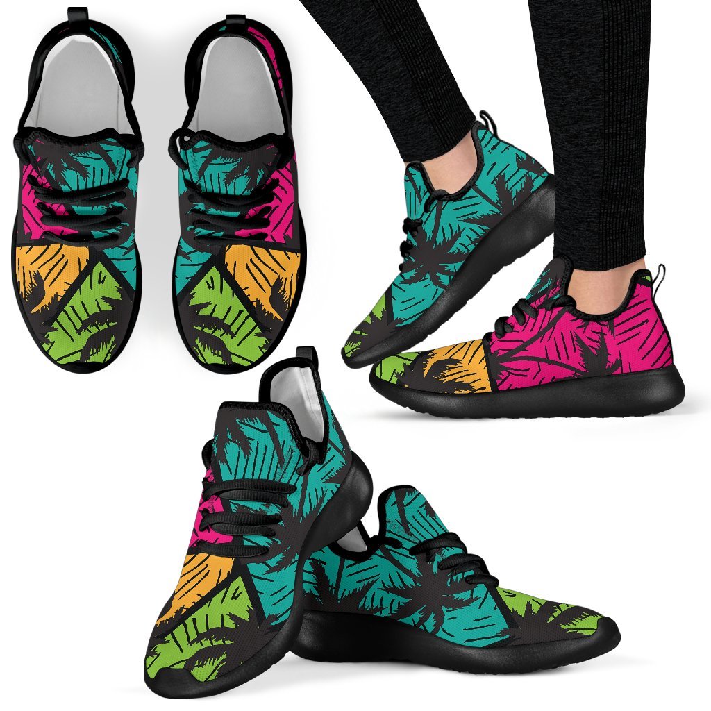 Colorful Palm Tree Pattern Print Mesh Knit Shoes GearFrost