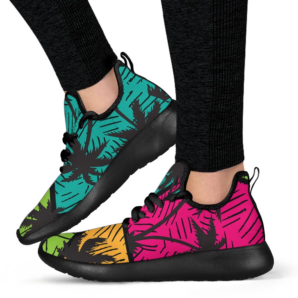 Colorful Palm Tree Pattern Print Mesh Knit Shoes GearFrost
